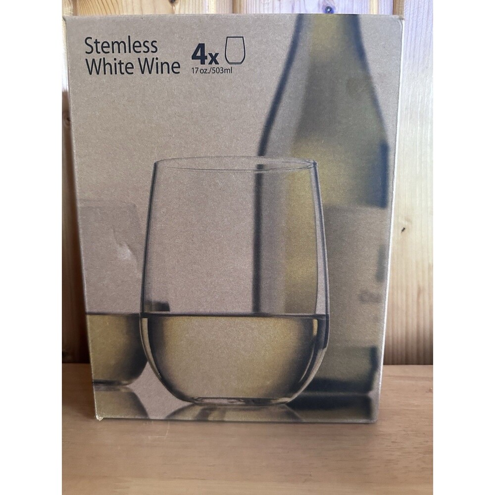 Libby Stemless White Wine Glasses 17 Ounce Set Of Four Glass Tumblers USA